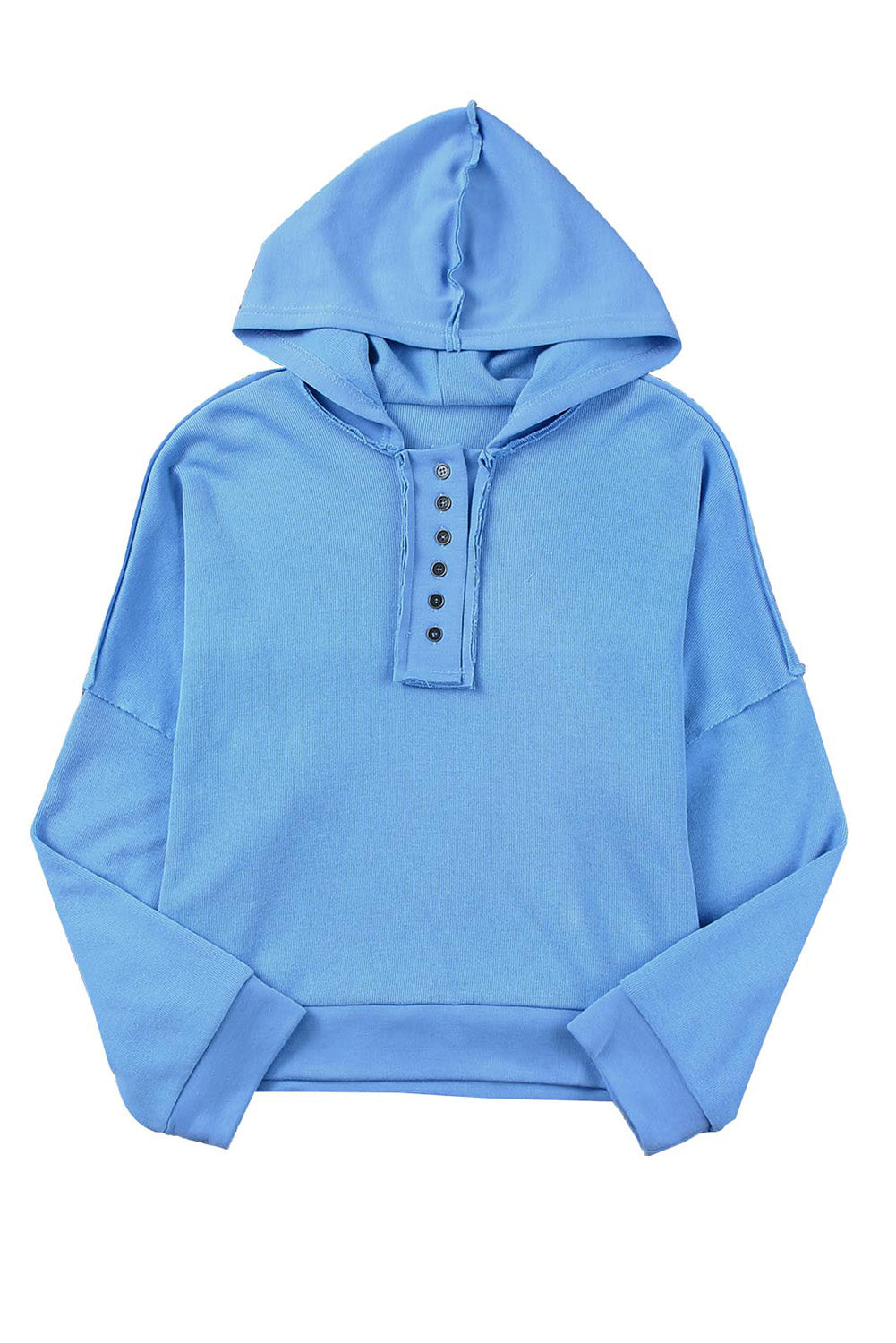 Khaki Solid Casual Button Patchwork Seam Trim Hoodie