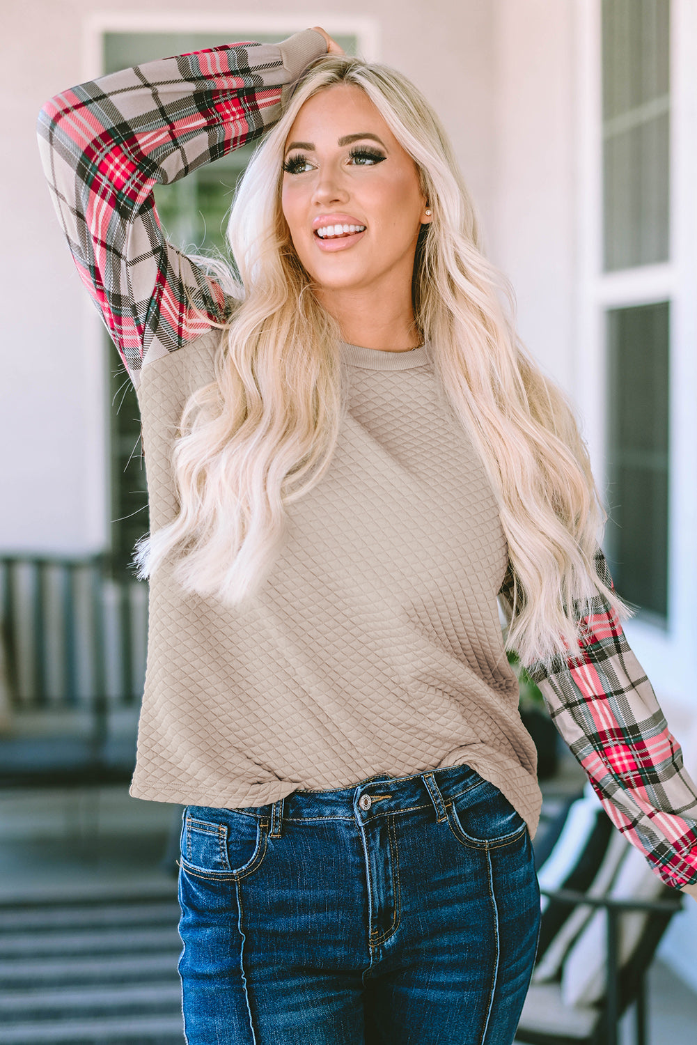 Round Neck Printed Raglan Sleeve Sweatshirt