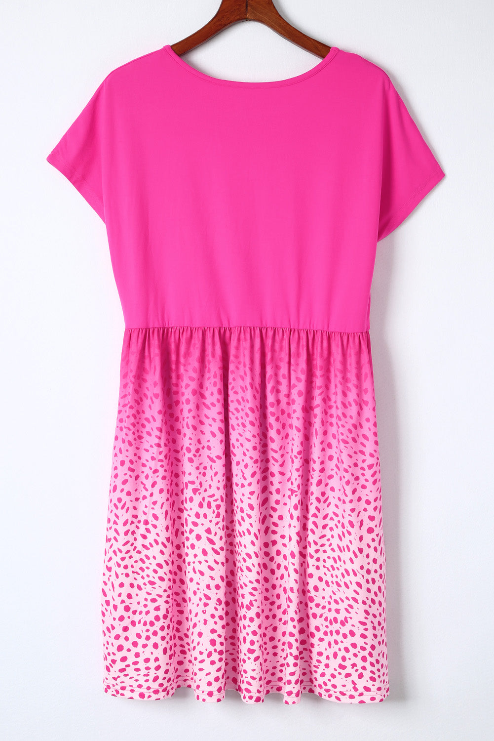 Rose Dotted Contrast Casual Pocket T Shirt Dress