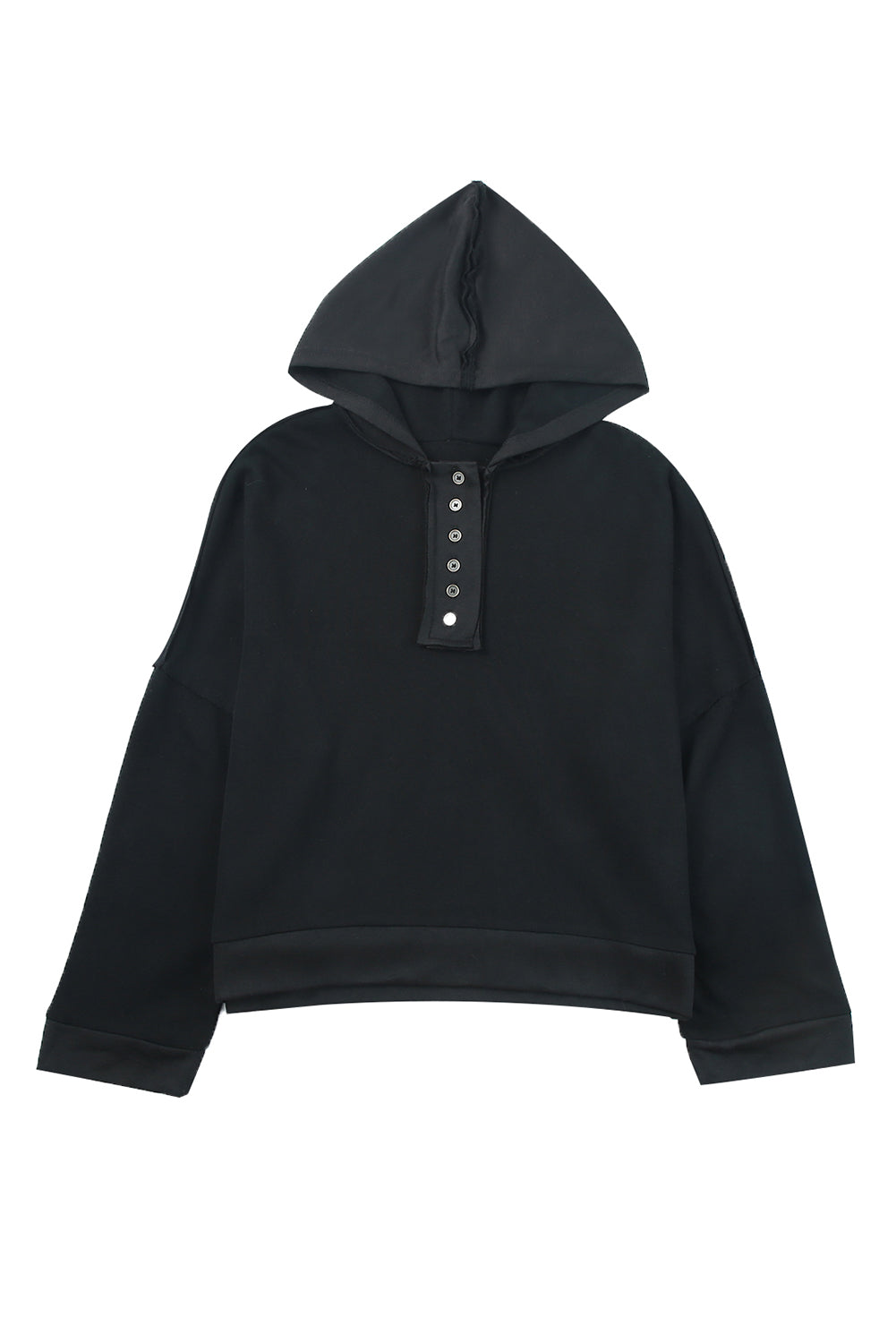 Khaki Solid Casual Button Patchwork Seam Trim Hoodie
