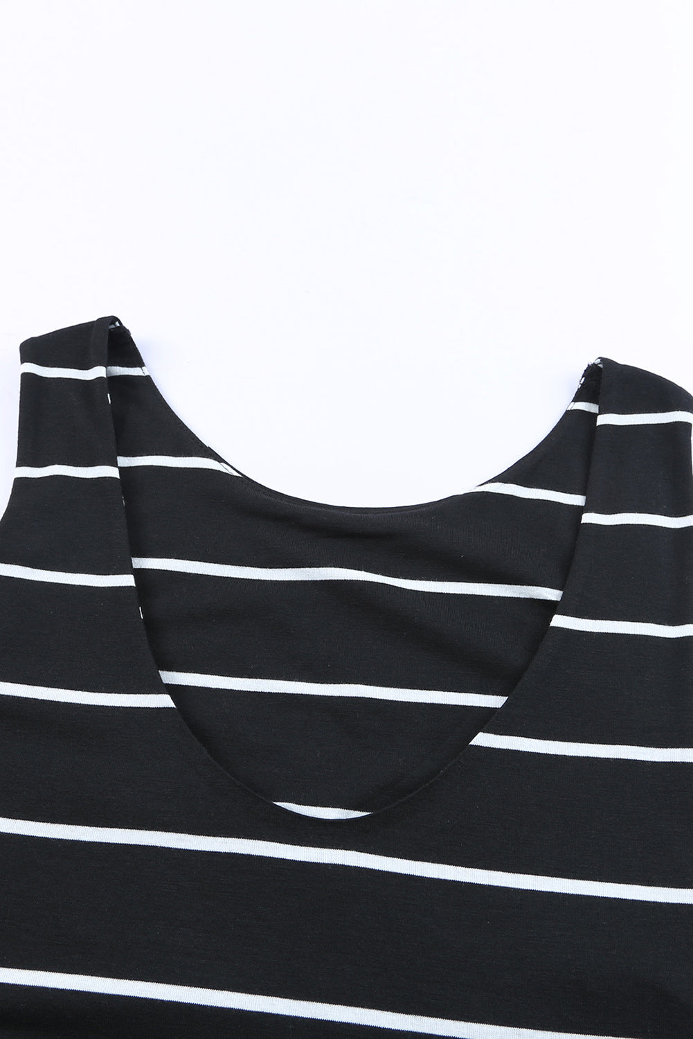 White Stripe Print Open Back Sleeveless Maxi Dress With Slits
