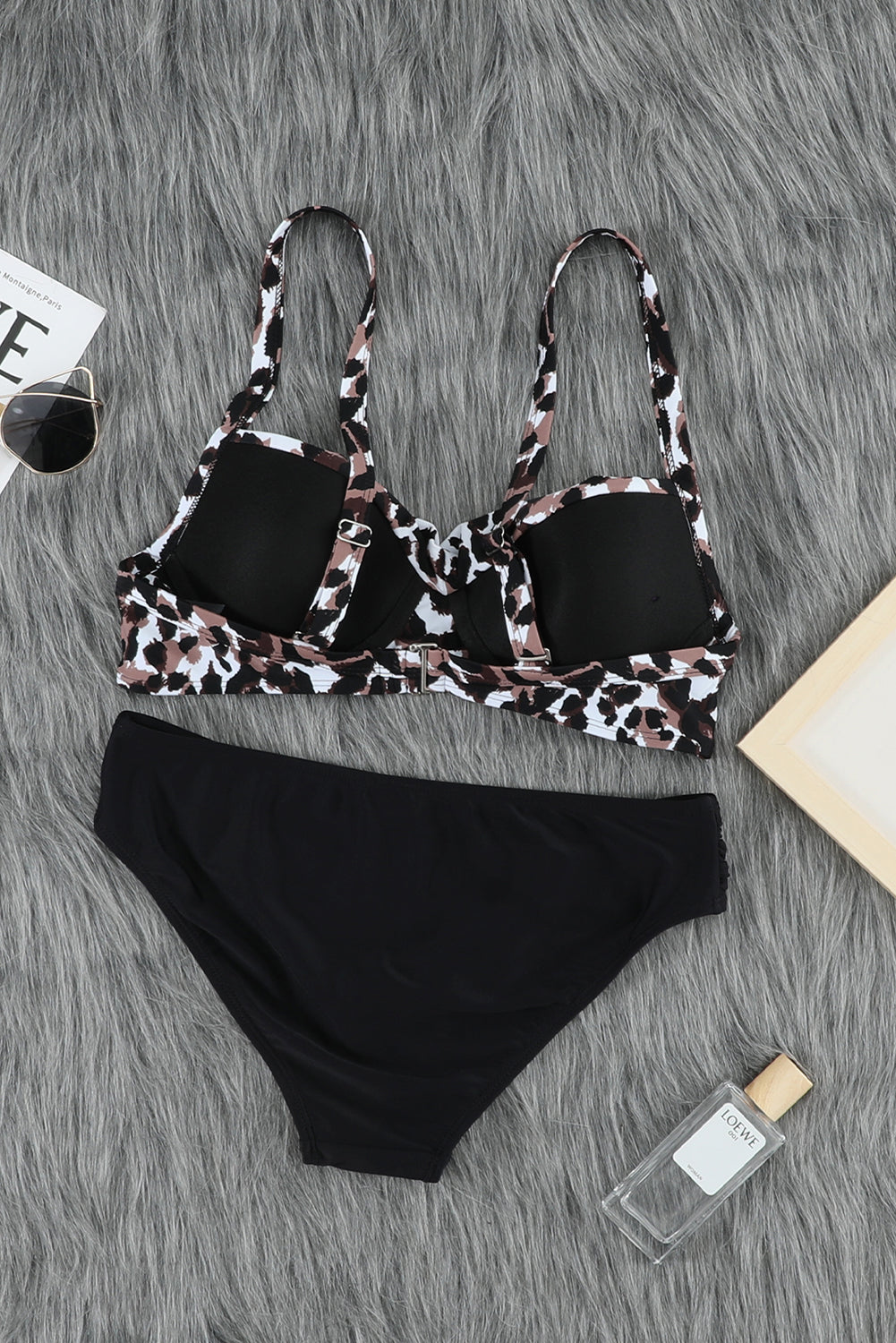 Sky Blue & Stripe Print Sexy Twisted Bikini Set