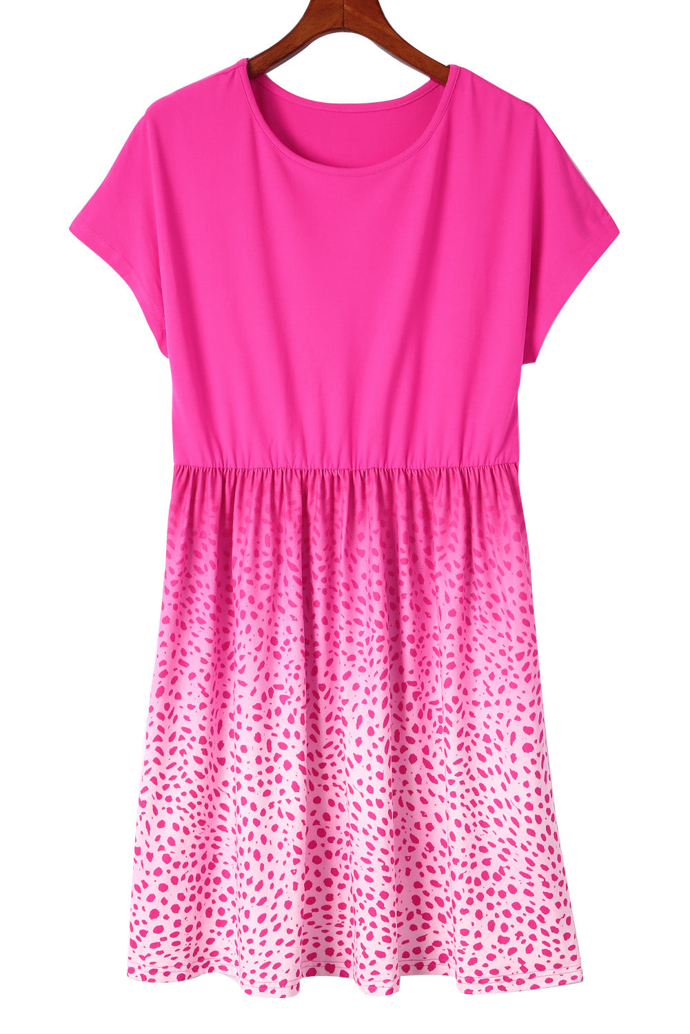 Rose Dotted Contrast Casual Pocket T Shirt Dress
