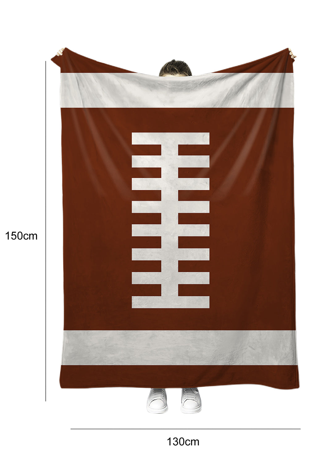 White 150*130cm Rugby Game Fleece Blanket