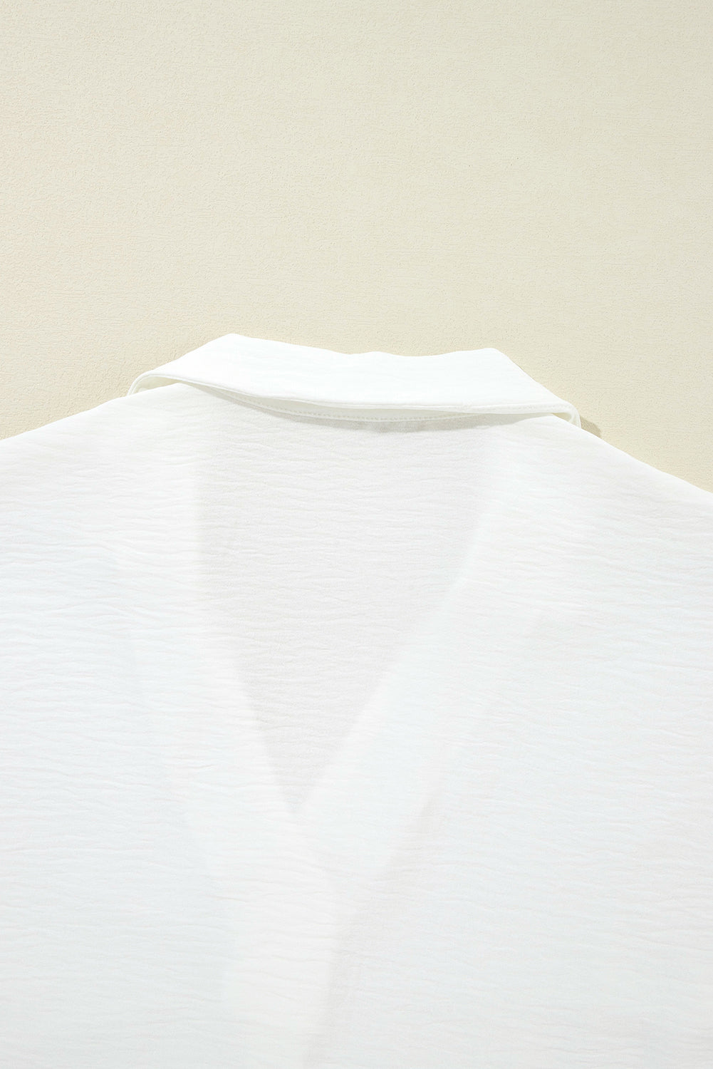 White Crinkled Collared Smocked Cuffs Dolman Blouse