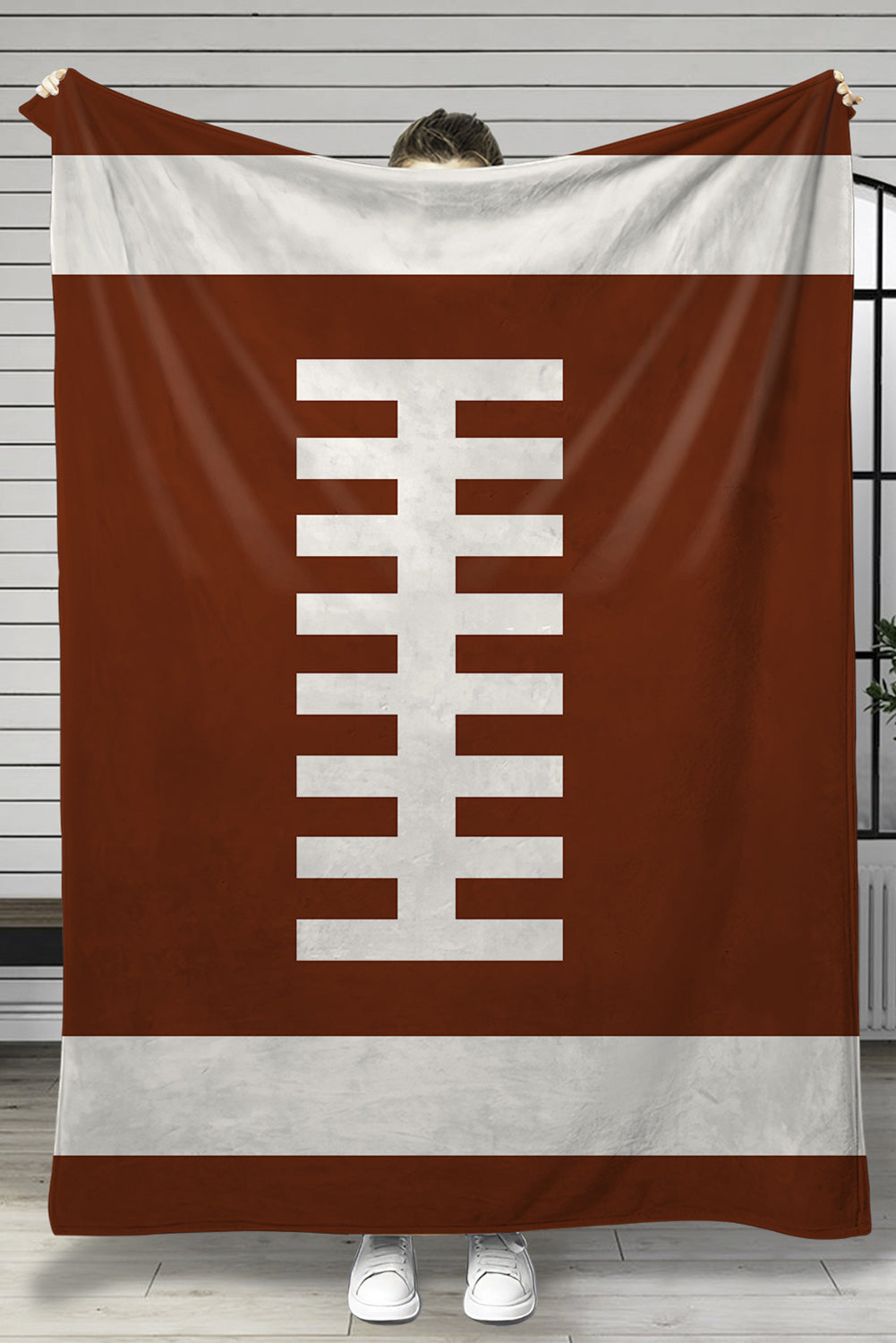 White 150*130cm Rugby Game Fleece Blanket