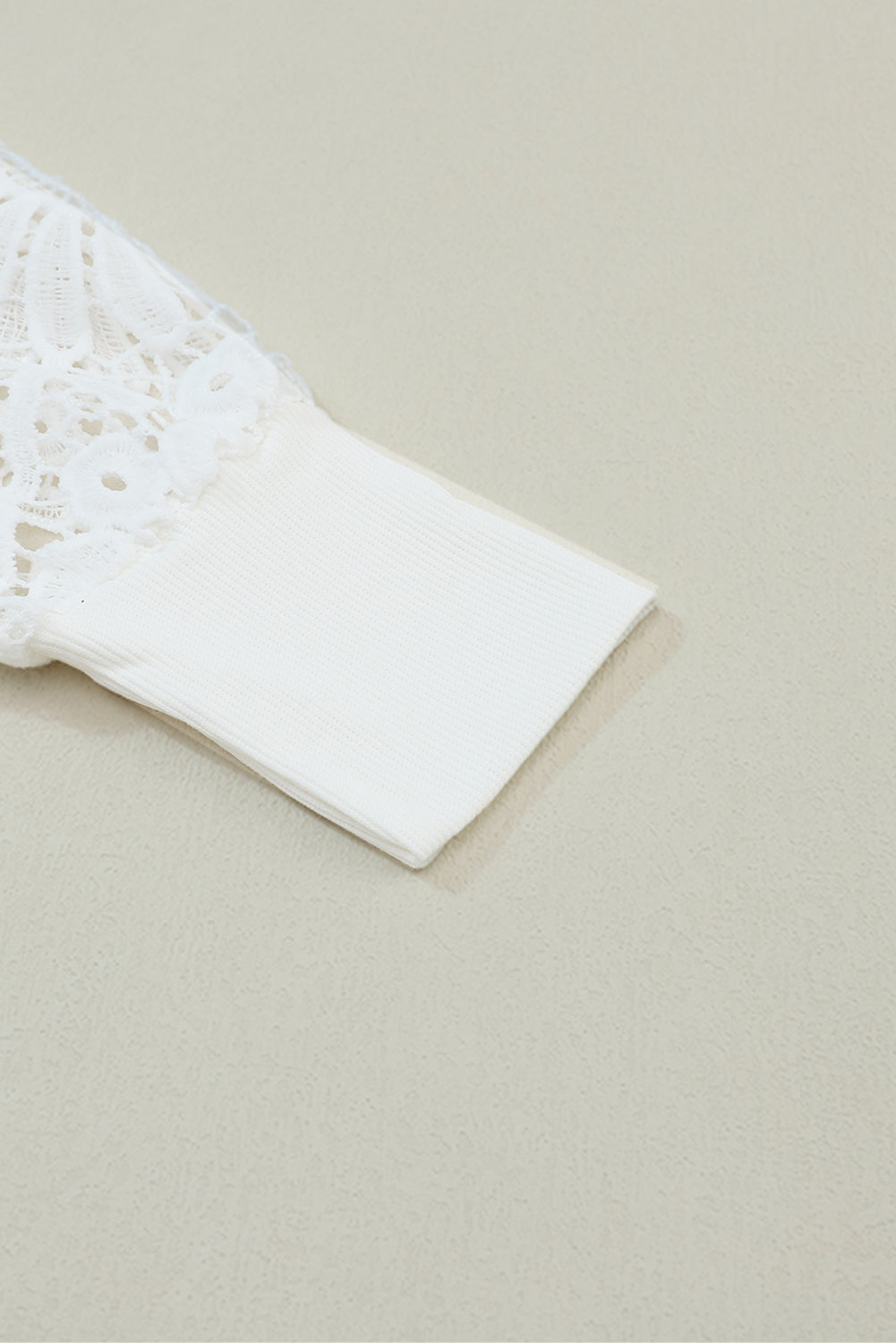 White Lace Splicing V Neck Drop Sleeve Shirt