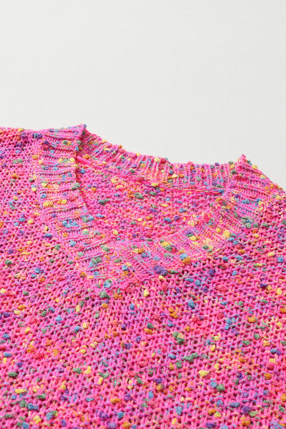 Hot Pink Mixed Color Chunky Knit Sweater