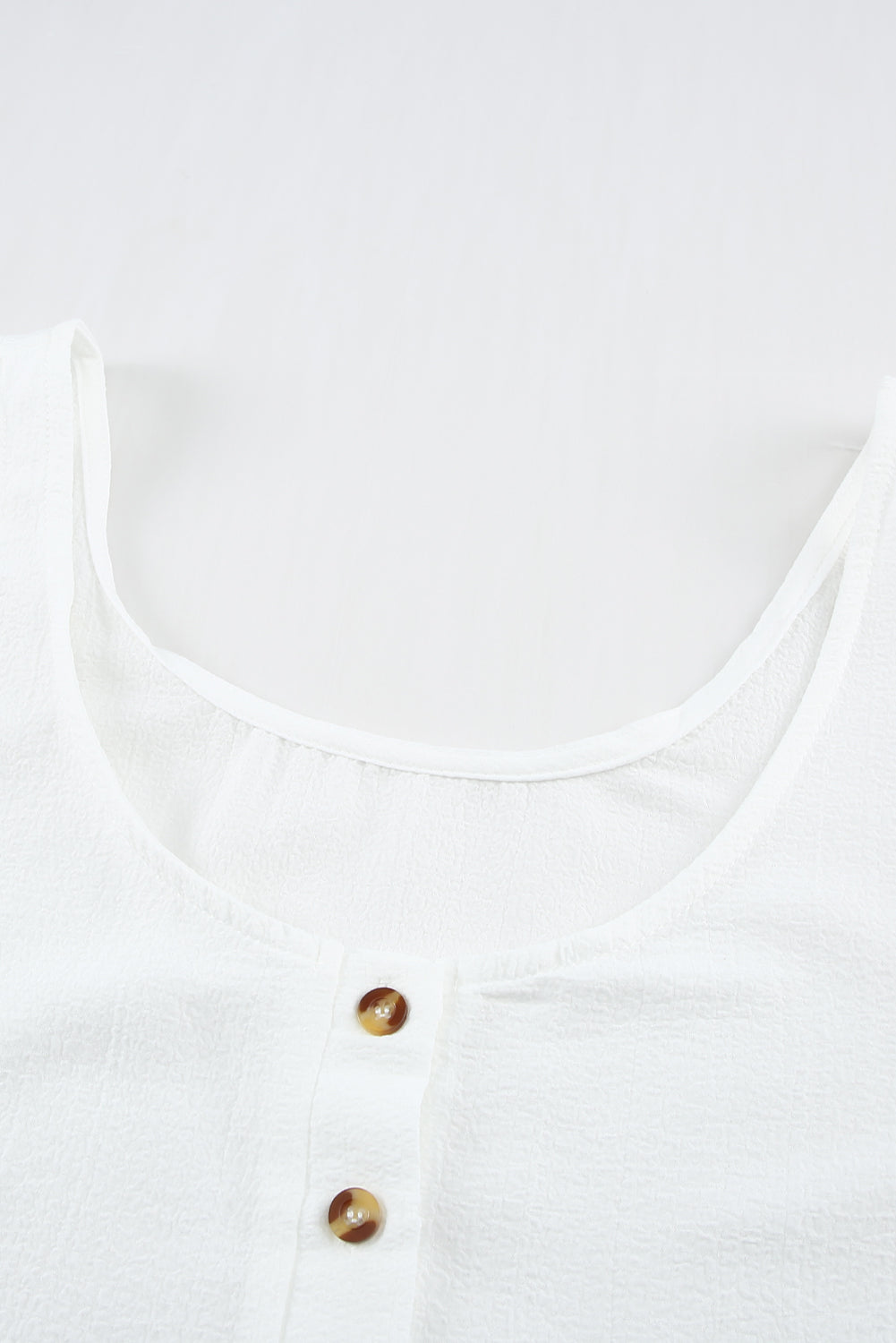 White Scoop Neck Loose Fit Button Front Tank Top for Women