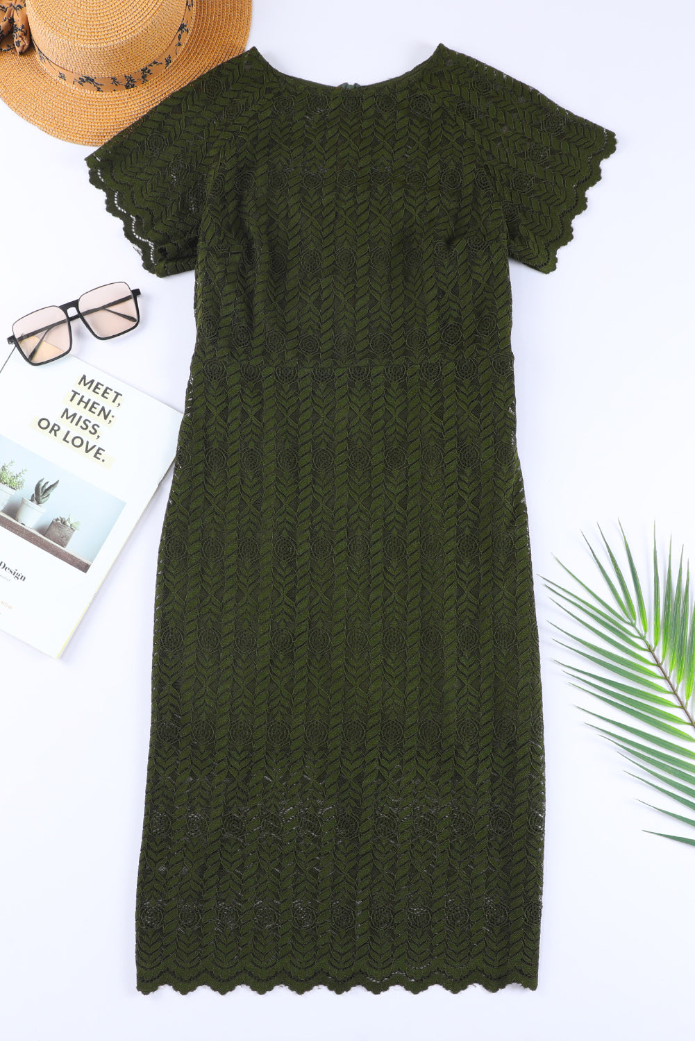 Round Neck Short Sleeve Slit Dress