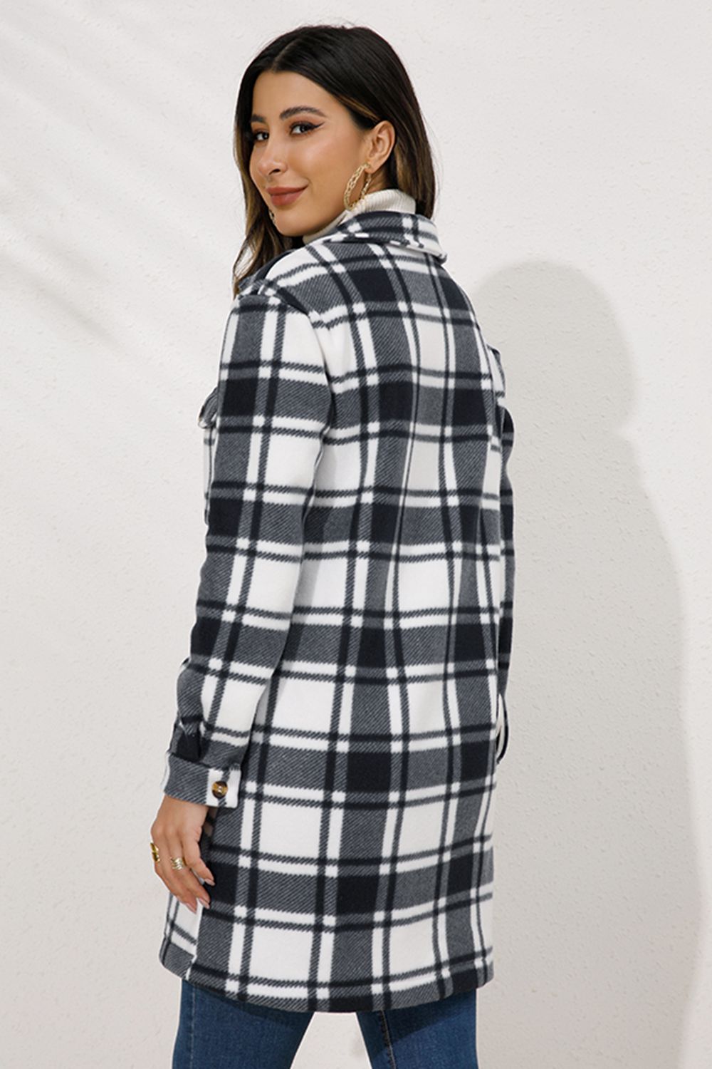 Plaid Collared Longline Coat