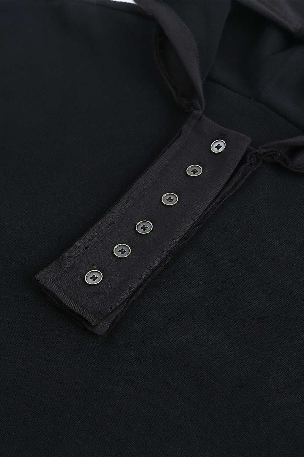 Khaki Solid Casual Button Patchwork Seam Trim Hoodie