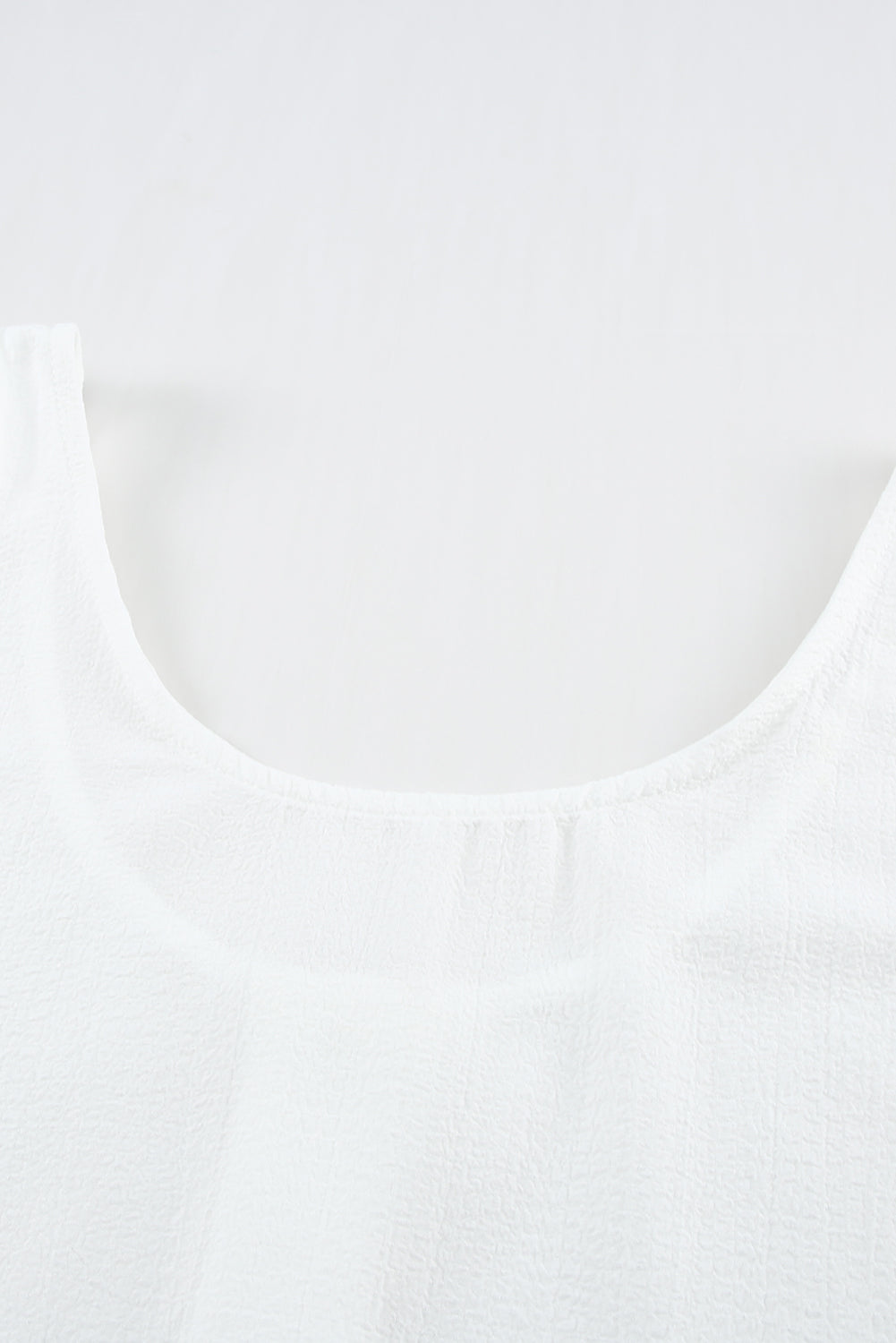 White Scoop Neck Loose Fit Button Front Tank Top for Women