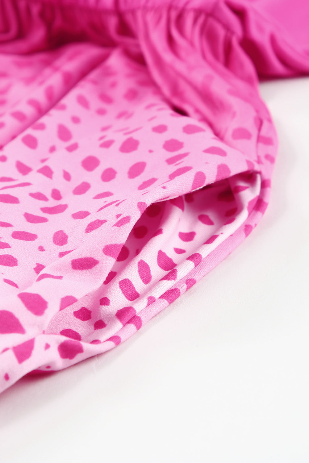 Rose Dotted Contrast Casual Pocket T Shirt Dress