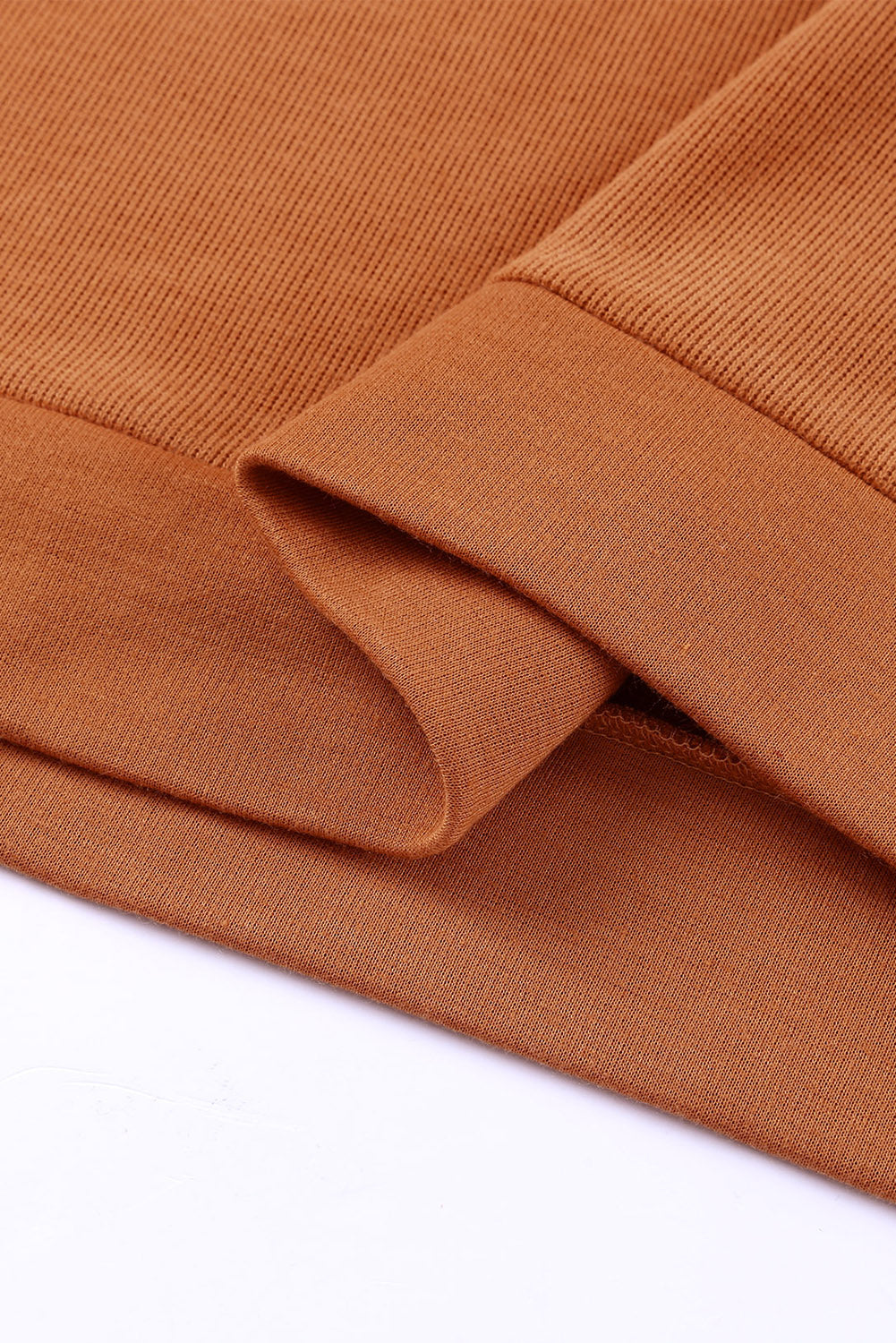 Khaki Solid Casual Button Patchwork Seam Trim Hoodie