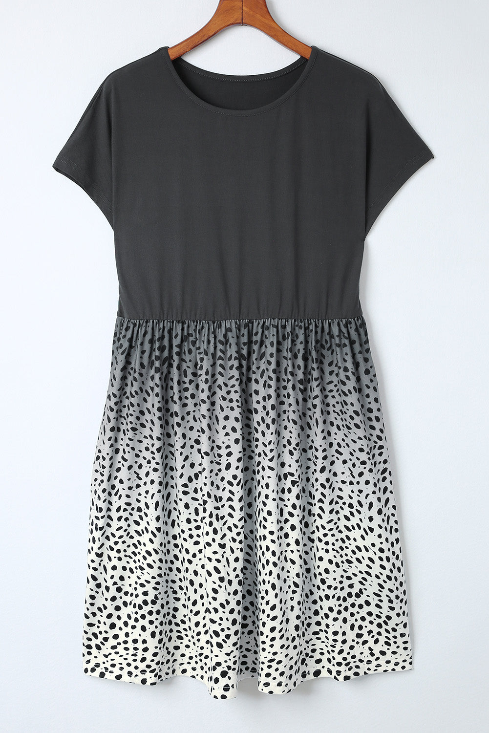 Rose Dotted Contrast Casual Pocket T Shirt Dress