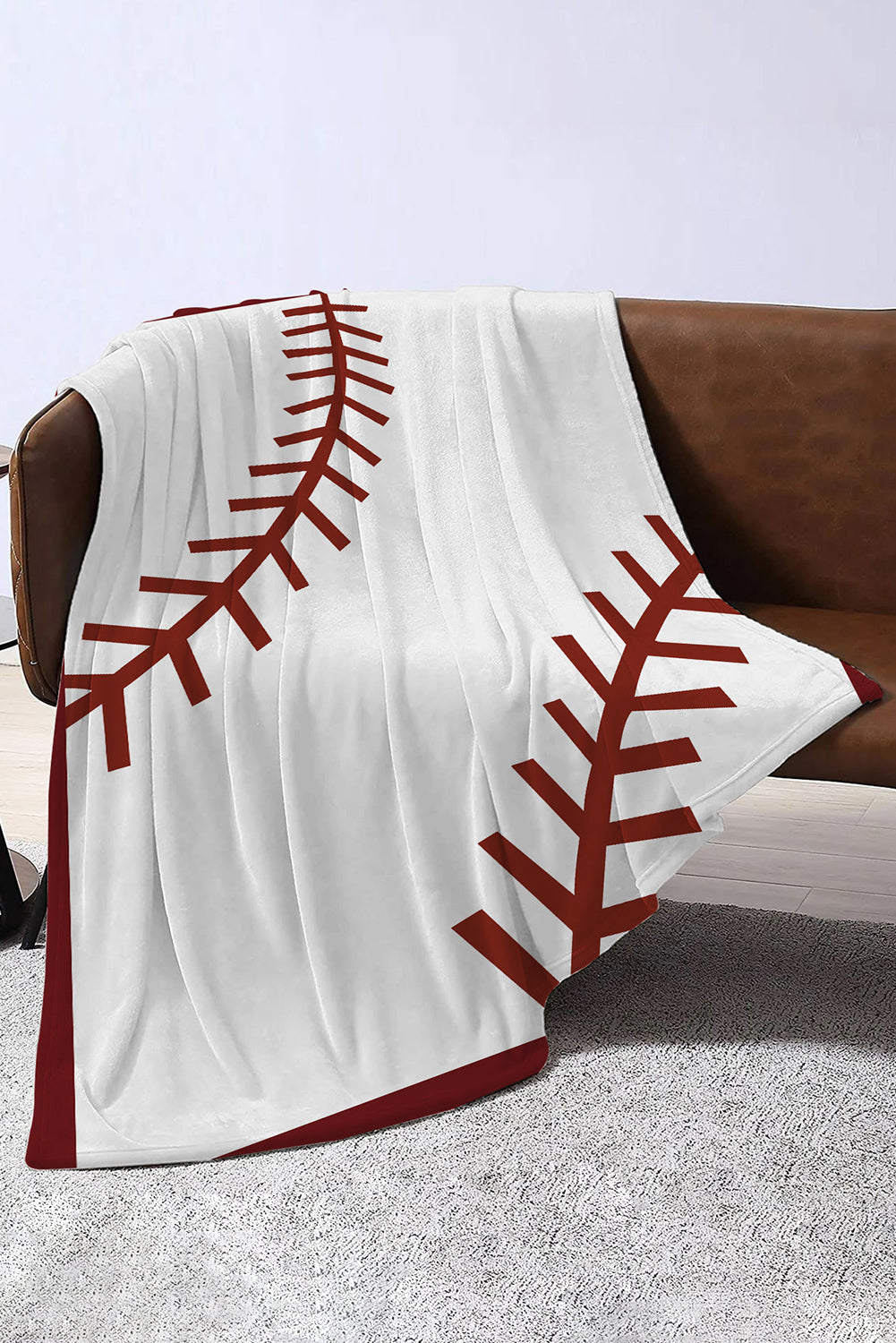 White 150*130cm Rugby Game Fleece Blanket