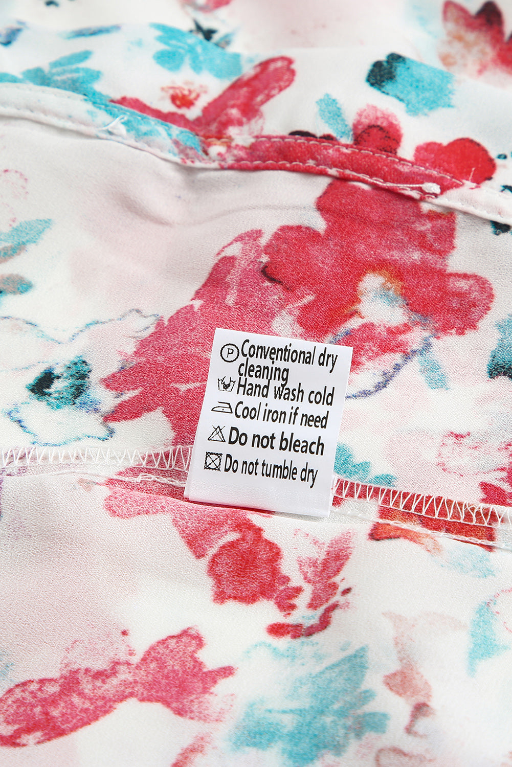 Red Floral Print Boho Tie Front Long Sleeve Blouse for Women