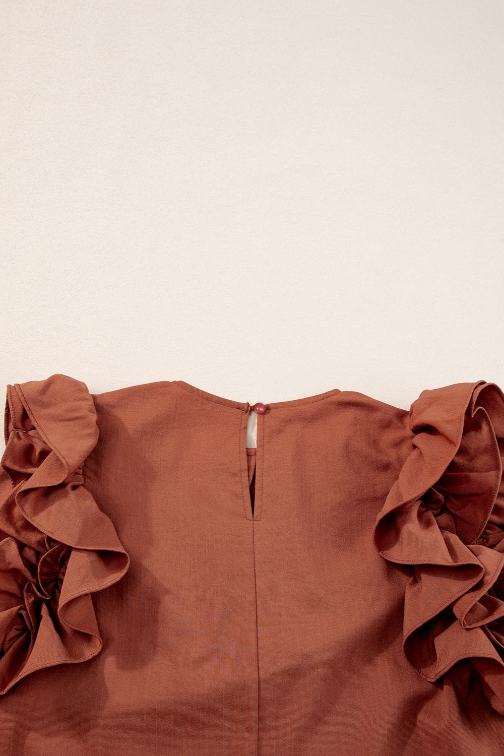 Ruffled Round Neck Cap Sleeve Blouse