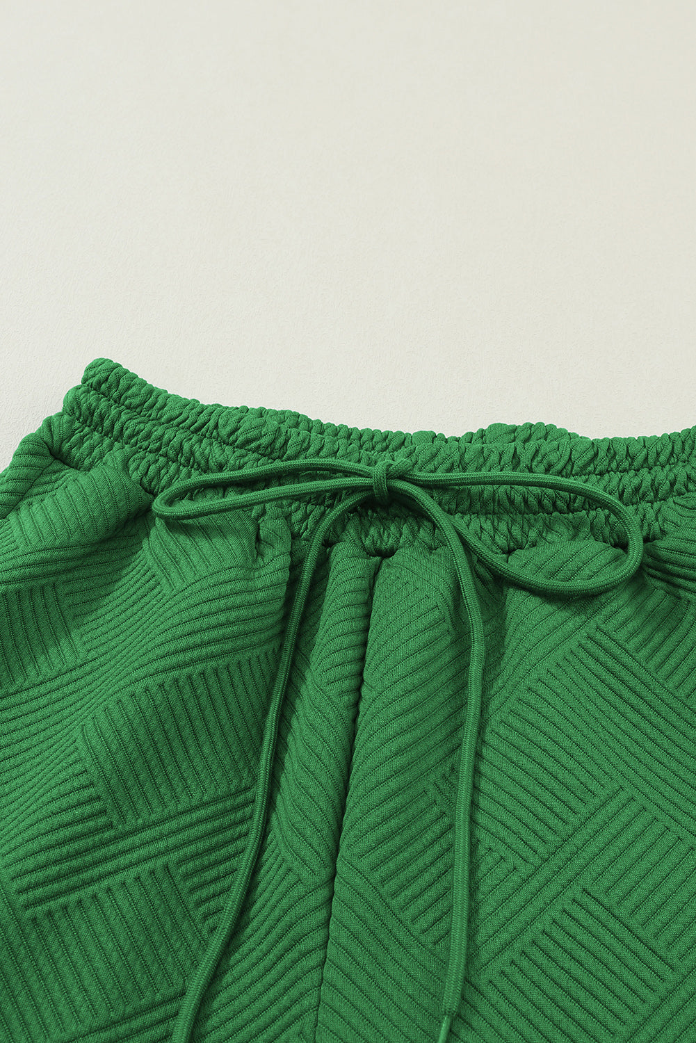 Dark Green Textured Loose Slouchy Long Sleeve Top and Pants Set