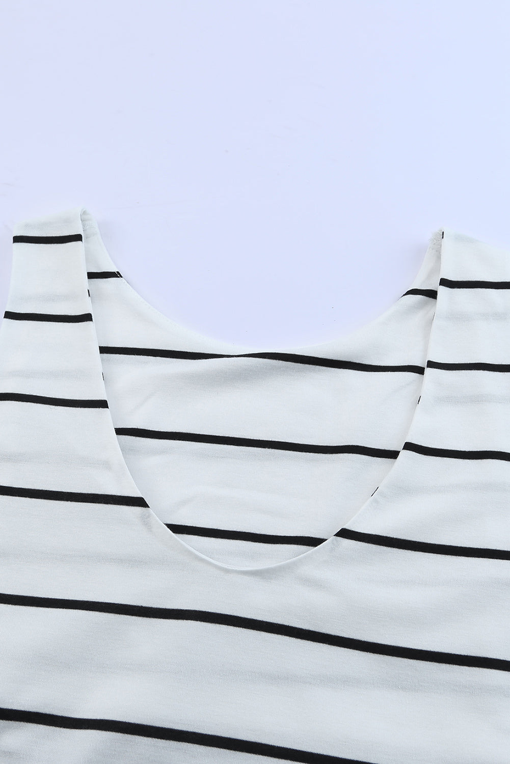 White Stripe Print Open Back Sleeveless Maxi Dress With Slits