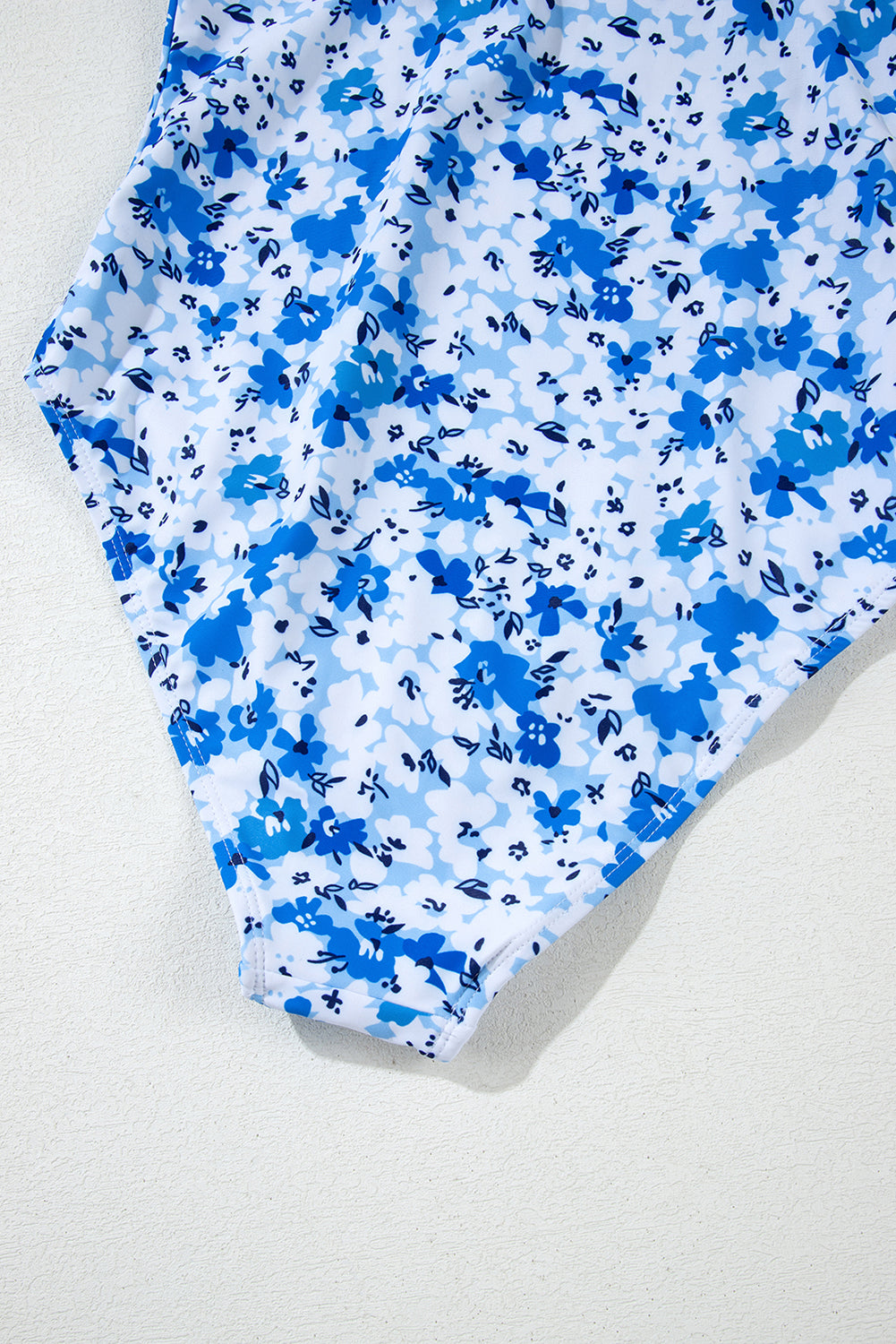 Blue Floral Ruffled Strap Lace Up Hollow Out One Piece Swimsuit - Kustom Kreations Goods