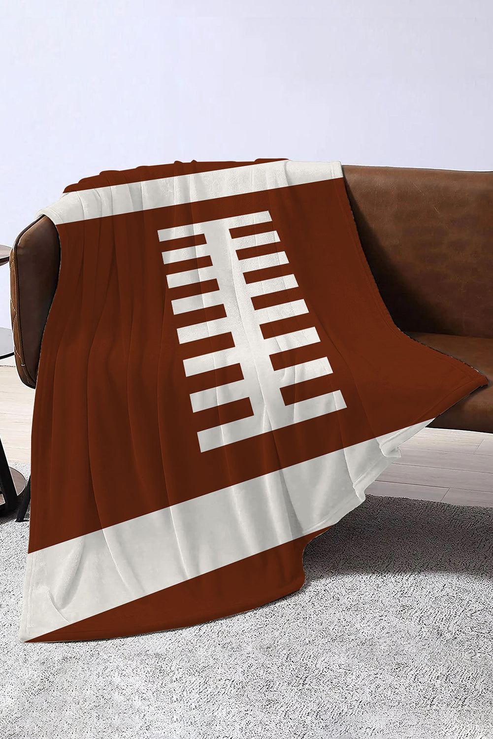 White 150*130cm Rugby Game Fleece Blanket