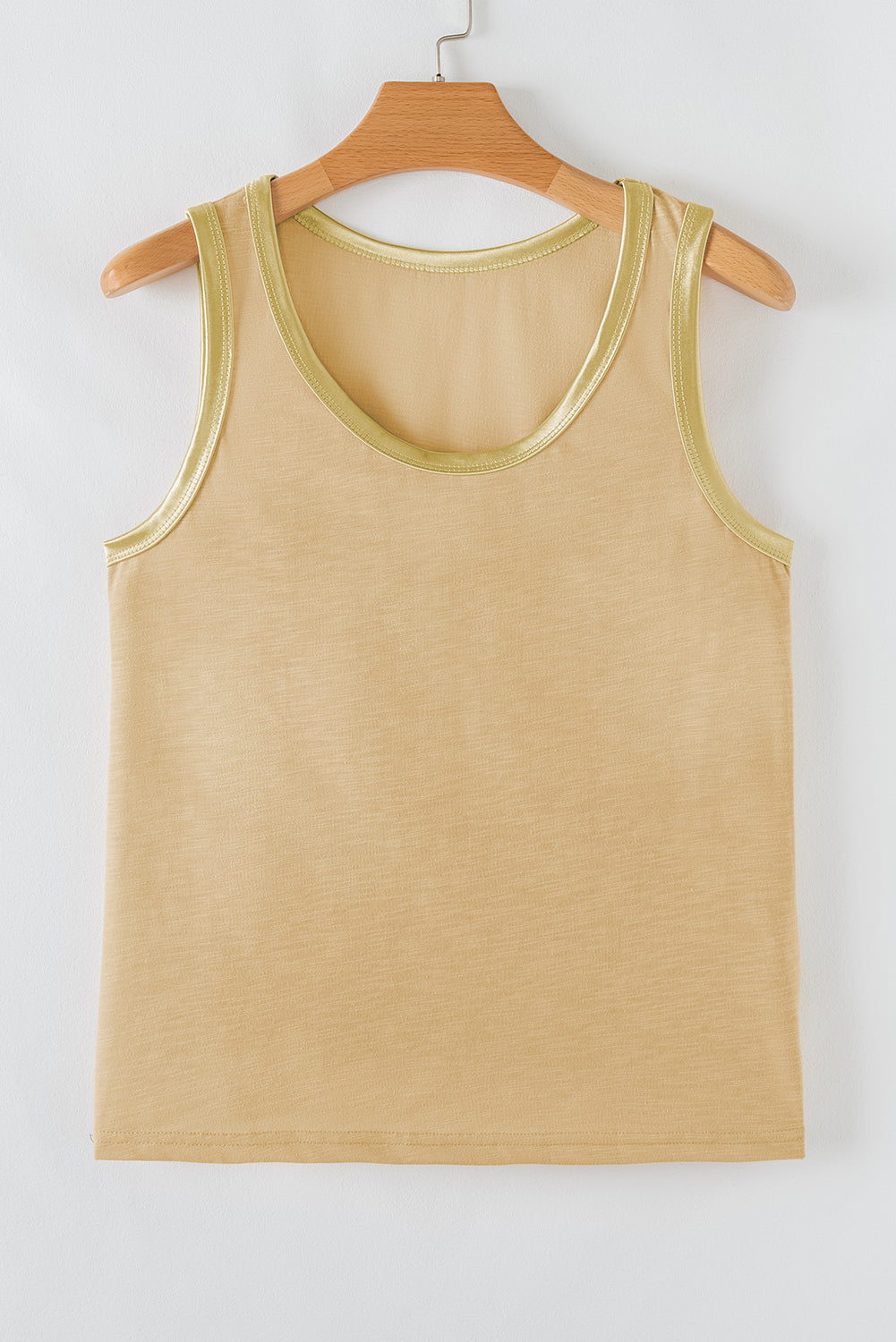 Mist Green Contrast Trim Round Neck Tank Top