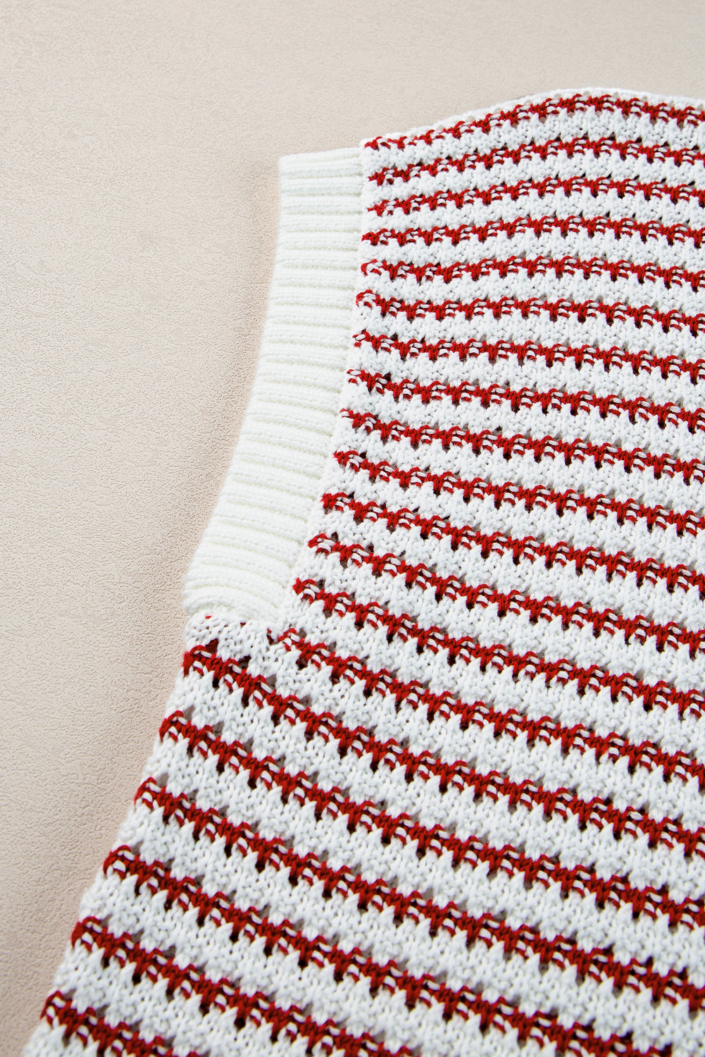 Red Stripe Contrast Trim Knit Dolman Top