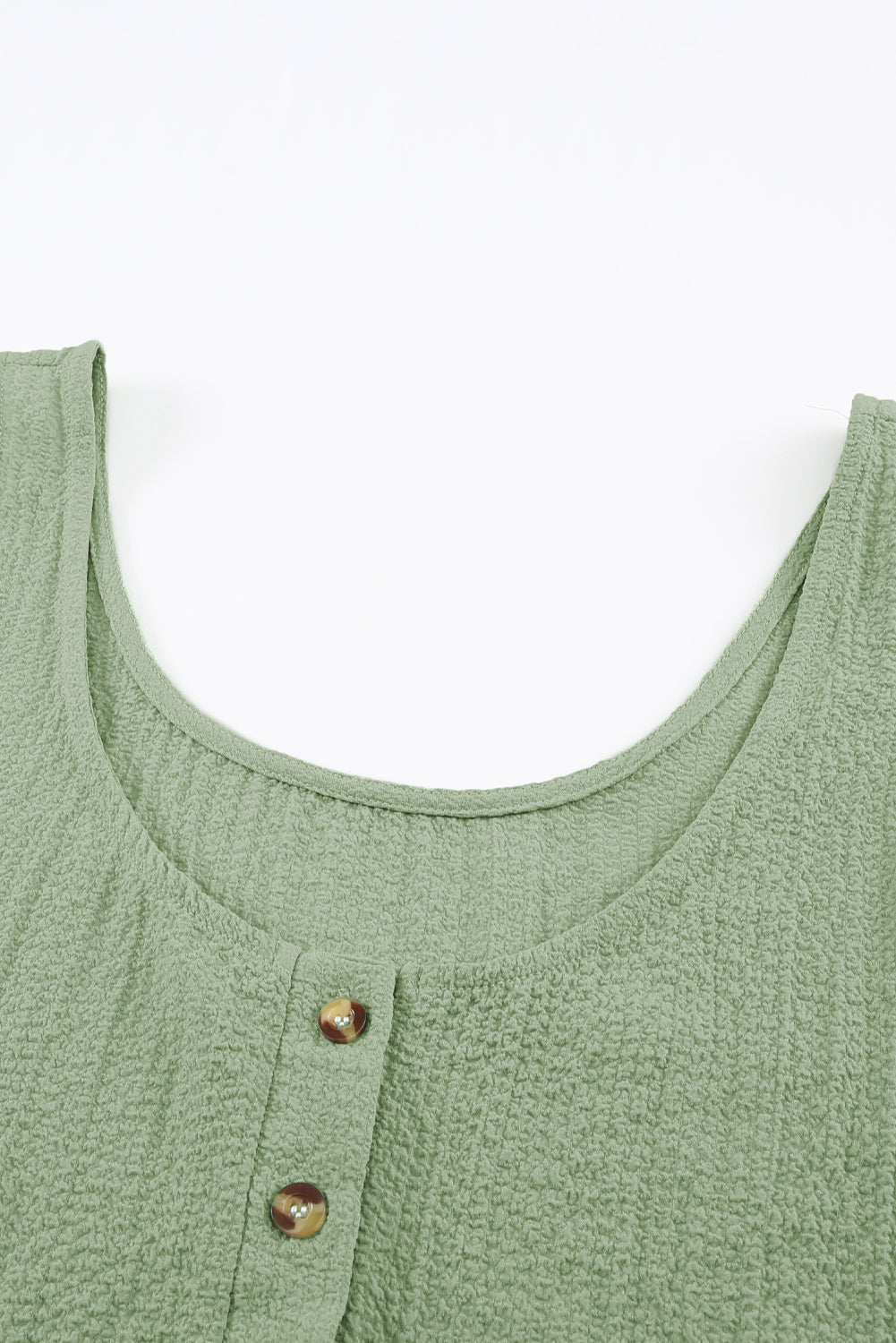 White Scoop Neck Loose Fit Button Front Tank Top for Women