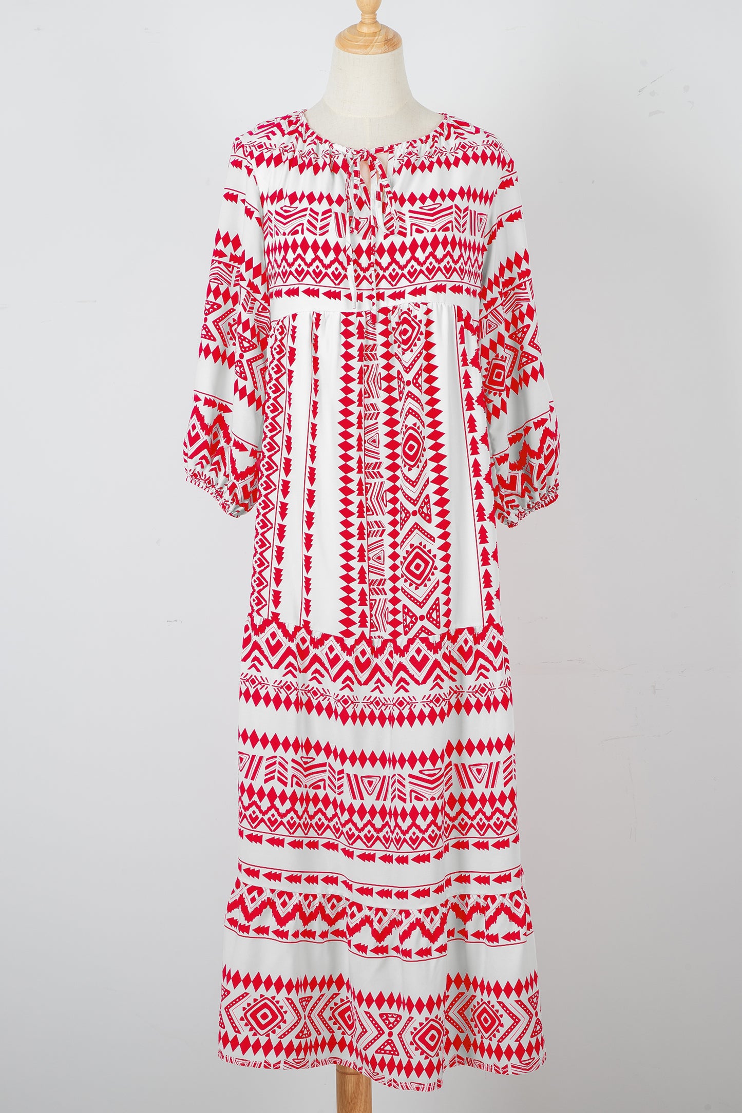 Sky Blue Boho Printed Half Sleeve Maxi Dress - Kustom Kreations Goods