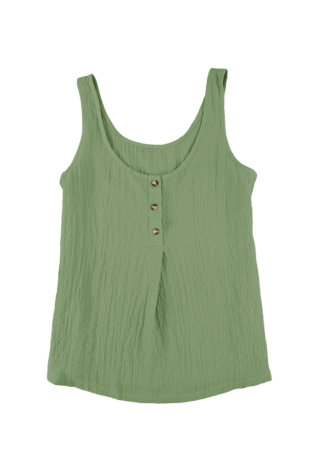 White Scoop Neck Loose Fit Button Front Tank Top for Women