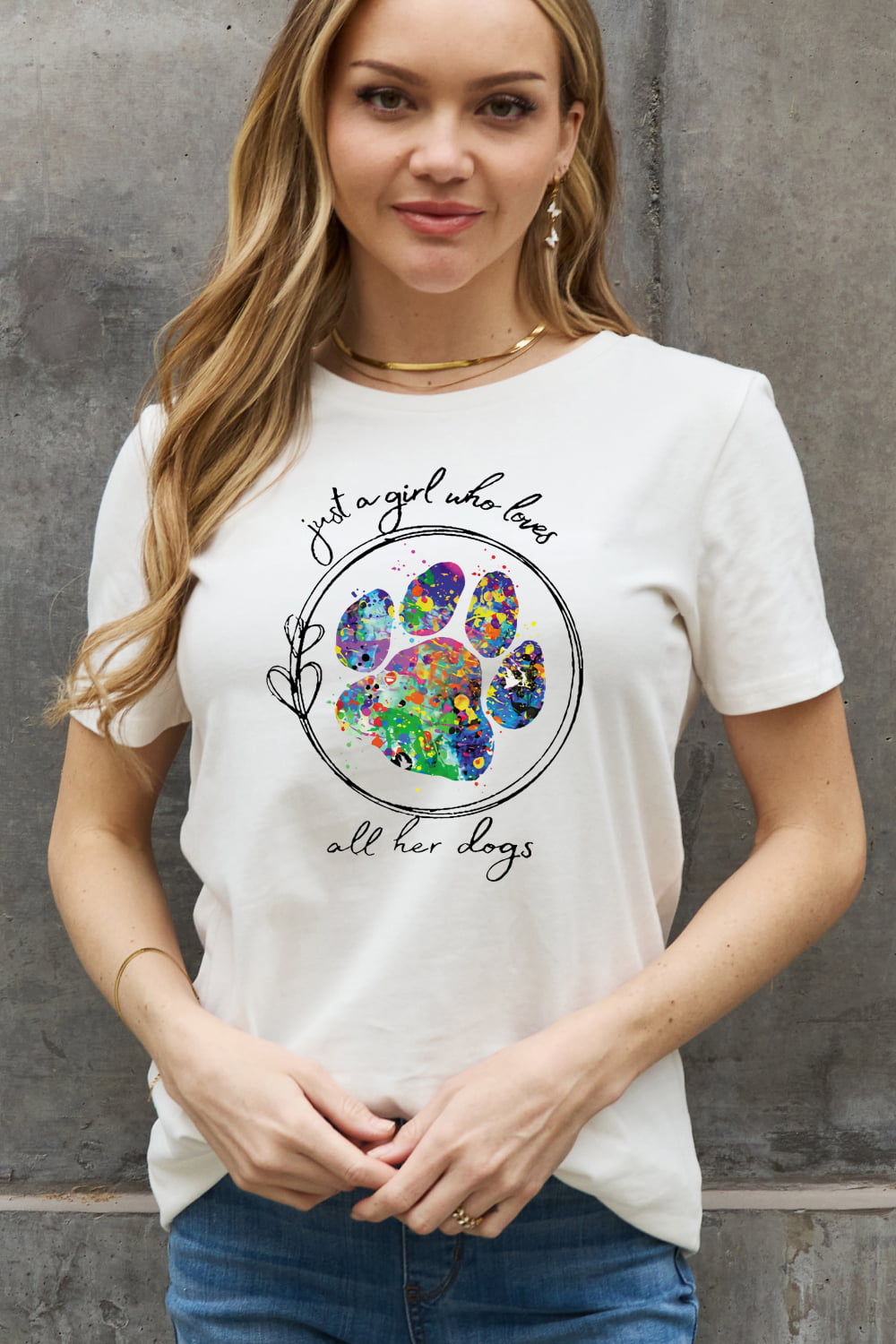 Simply Love Full Size JUST A GIRL WHO LOVES ALL DOGS Graphic Cotton Tee
