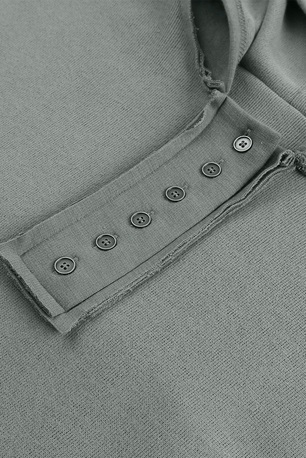 Khaki Solid Casual Button Patchwork Seam Trim Hoodie