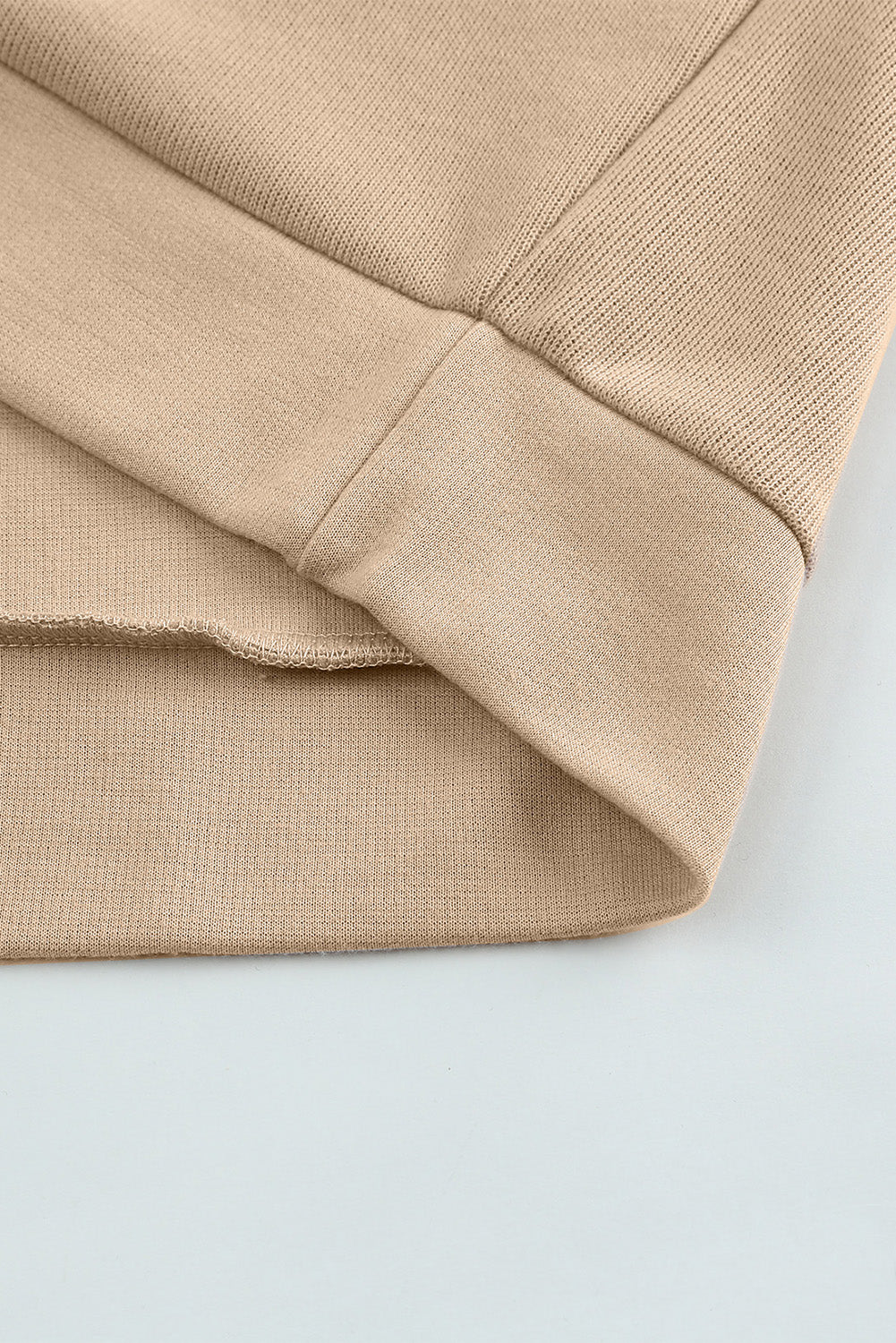 Khaki Solid Casual Button Patchwork Seam Trim Hoodie