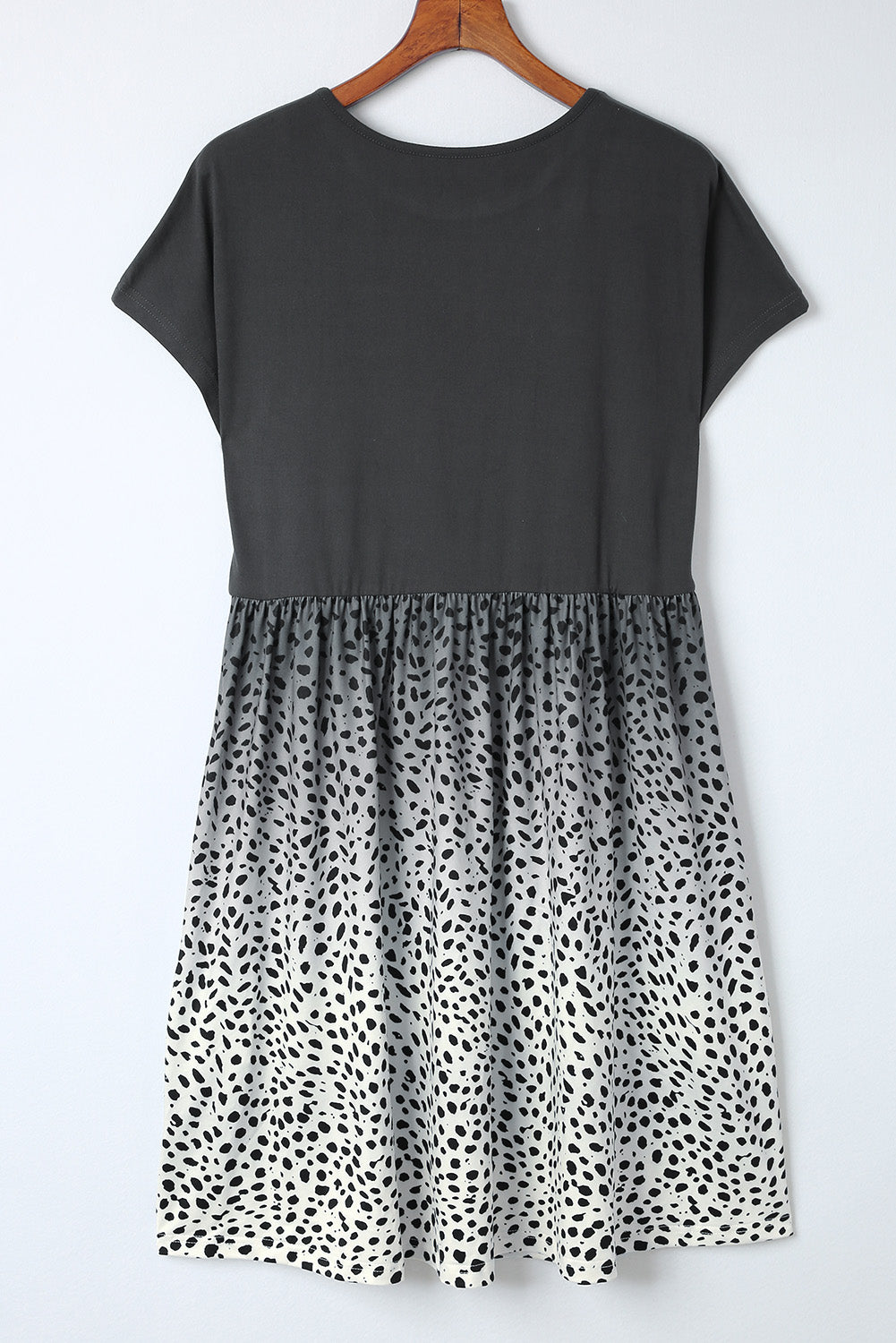 Rose Dotted Contrast Casual Pocket T Shirt Dress