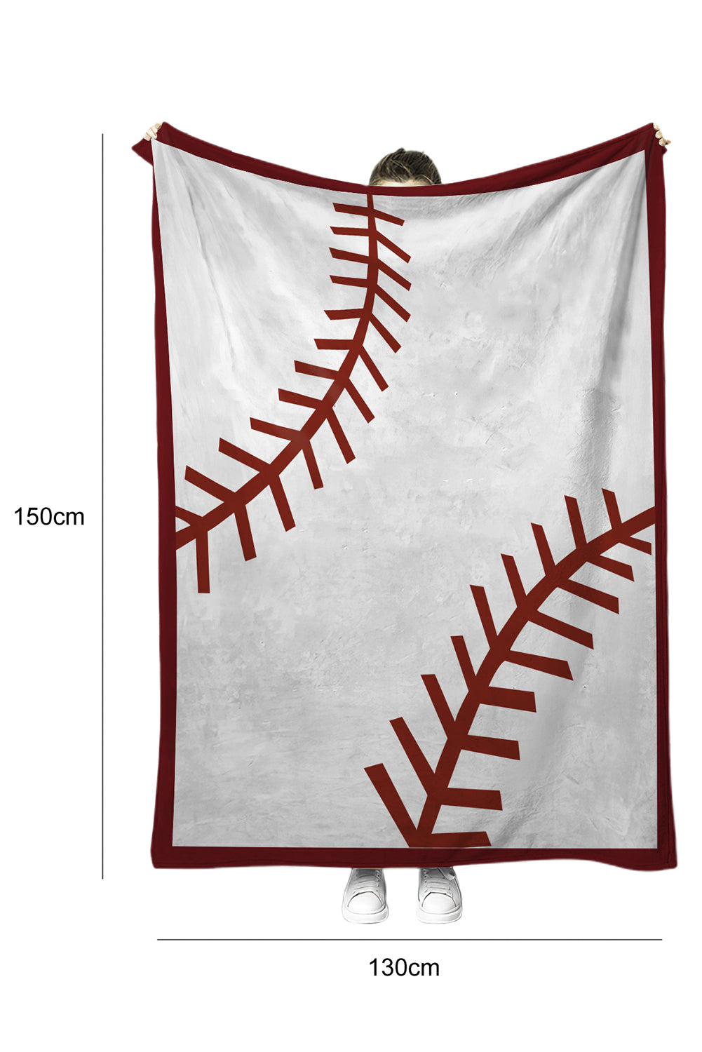 White 150*130cm Rugby Game Fleece Blanket
