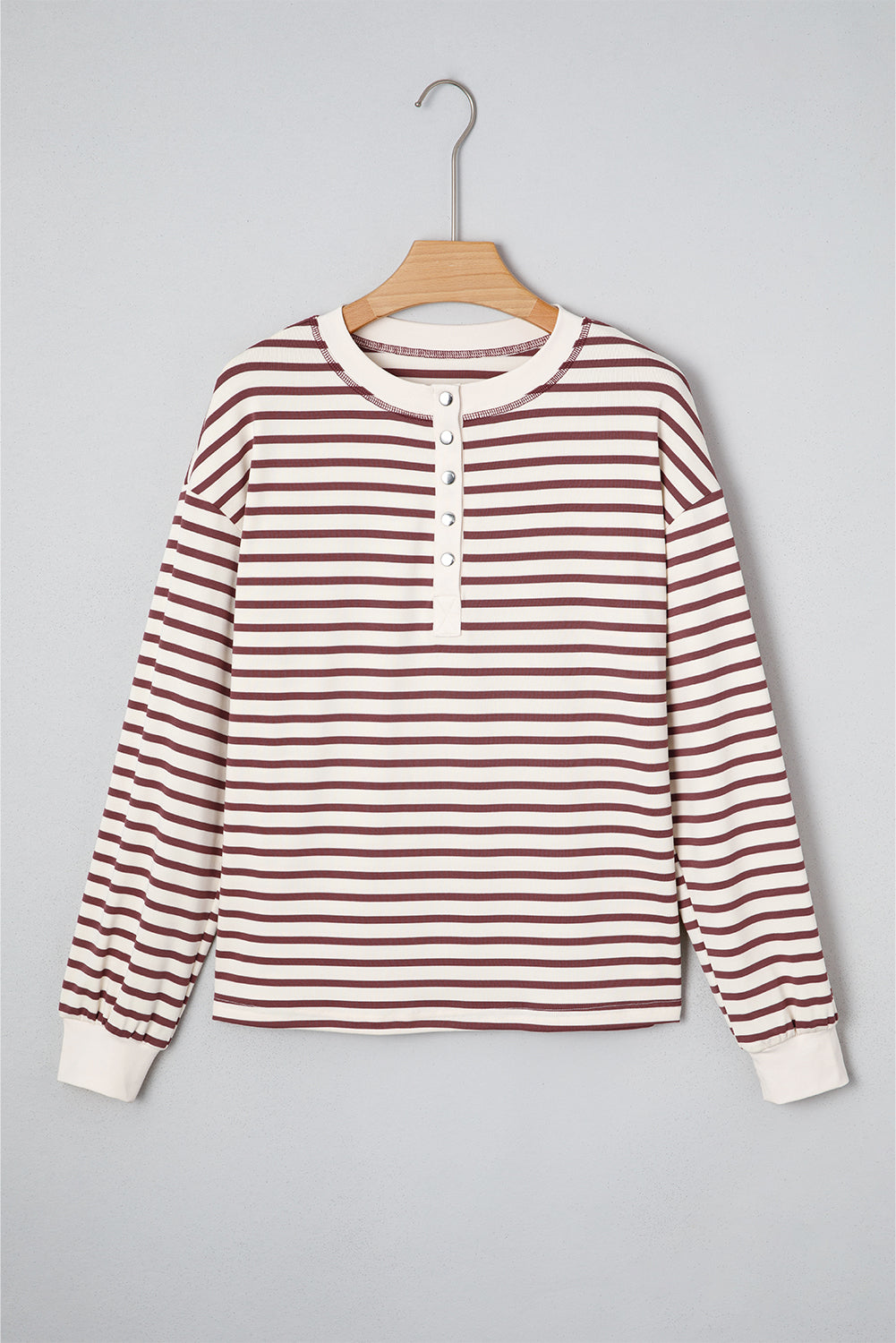 Red Dahlia Striped Henley Top