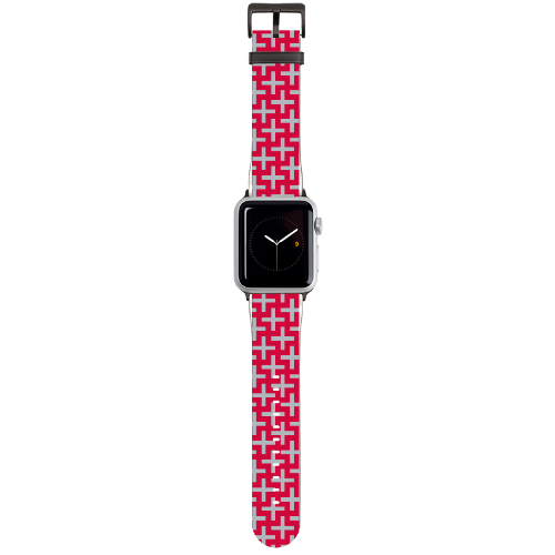 Red with Gray Crosses Apple Watch Band
