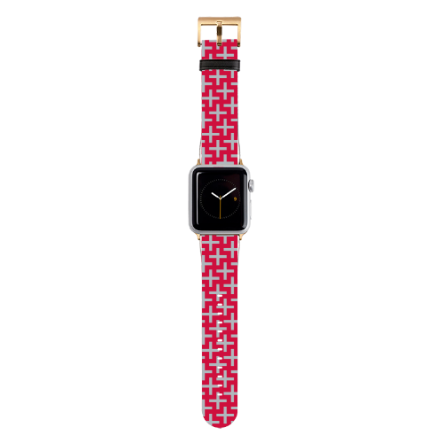Red with Gray Crosses Apple Watch Band