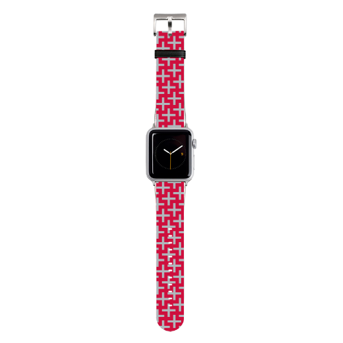 Red with Gray Crosses Apple Watch Band