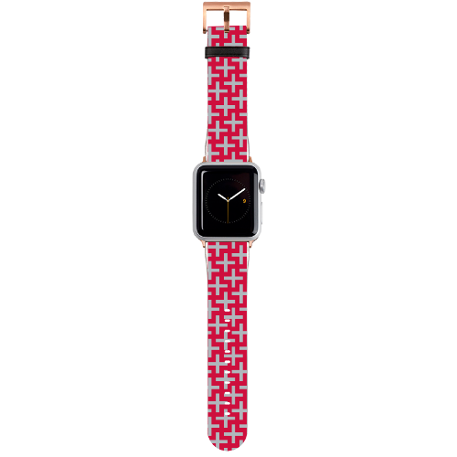 Red with Gray Crosses Apple Watch Band