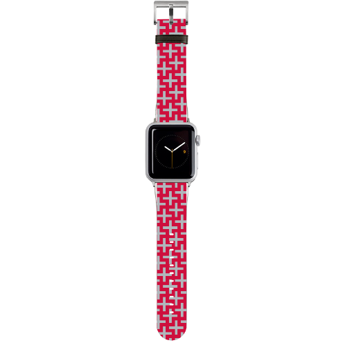 Red with Gray Crosses Apple Watch Band