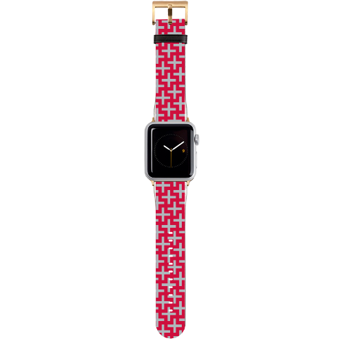 Red with Gray Crosses Apple Watch Band
