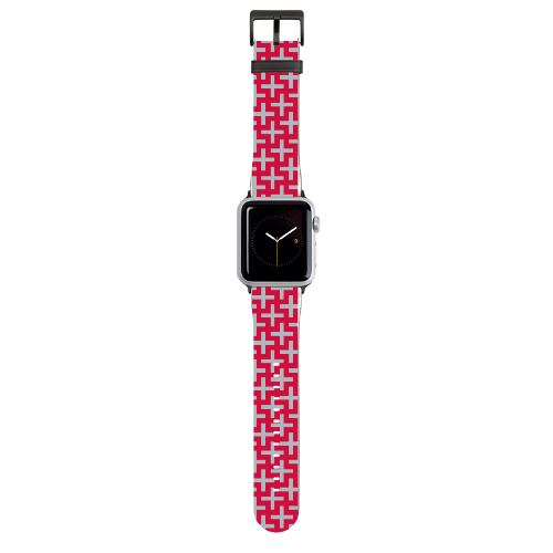 Red with Gray Crosses Apple Watch Band