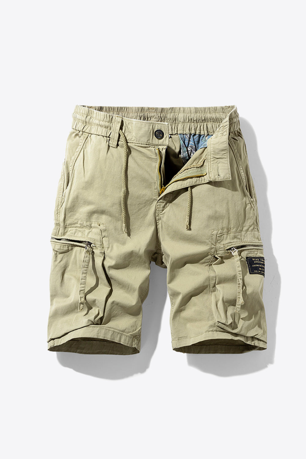 Graphic Drawstring Waist Cargo Shorts