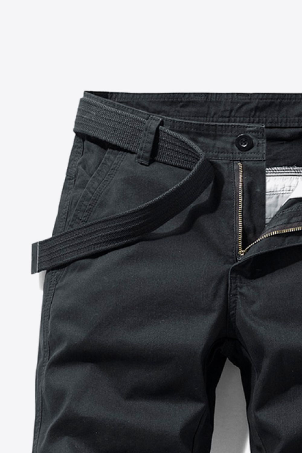 Belted Button and Zip Closure Shorts