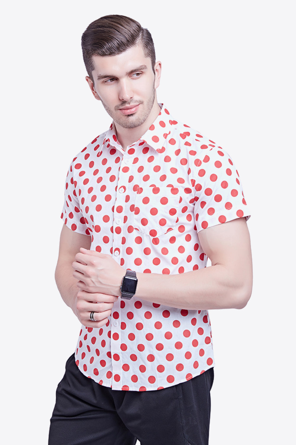 Printed Button-Down Collared Beach Shirt