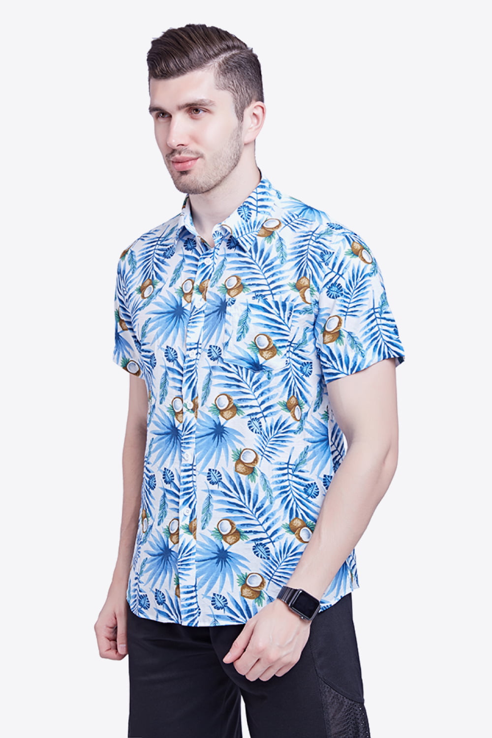 Tropical Pattern Buttoned Beach Shirt