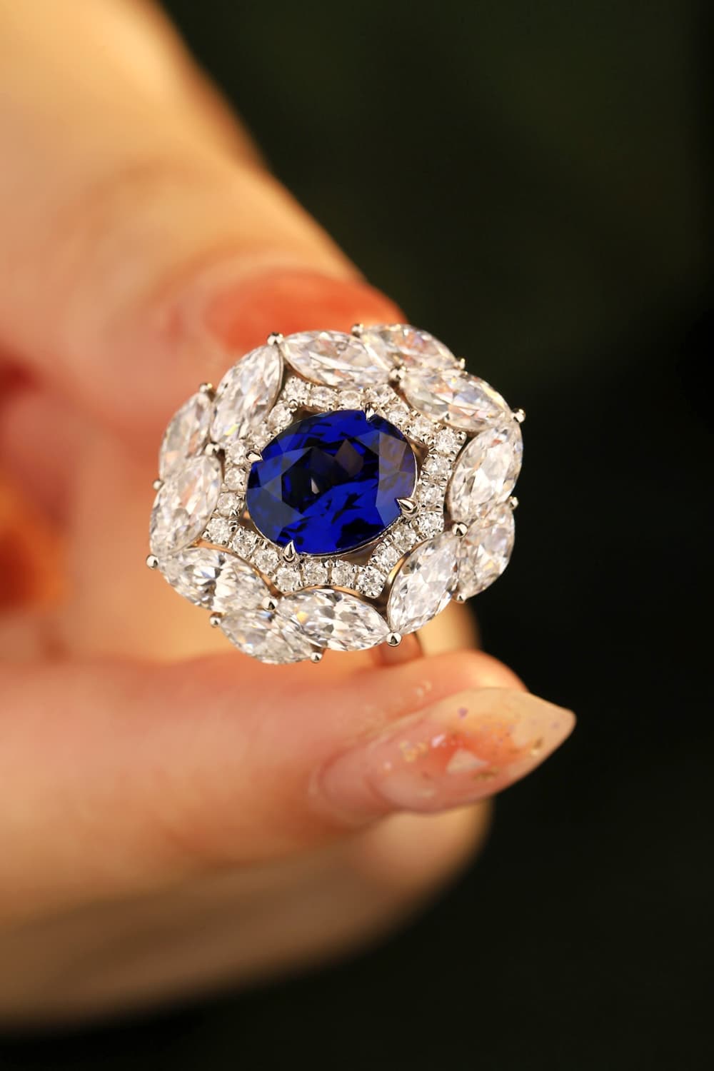 3 Carat Lab-Grown Sapphire Zircon Ring